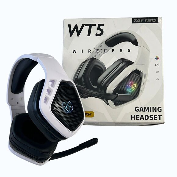 Tatybo Other - Tatybo WT5 Wireless Gaming Headset White RGB 7.1 Surround Sound PC PS4 PS5